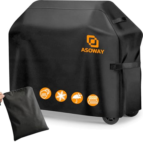 Asoway Funda Barbacoa Exterior Impermeable, Cubierta para Barbacoa Resistente Tela 600D Oxford, Protector para Barbacoa Anti-Viento, Anti-Polvo, Anti-Humedad (147X61x122cm)