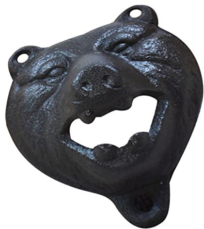 Cabilock Wall-Mounted Beer Bottle Opener Bear Head Design Sturdy Iron Material for Parties