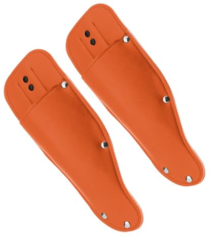 HEMOTON Tijeras para Herramientas de Jardinería para y Funda de Podar de Cuero Naranja, Ligera y Cómoda, 2 Piezas Recorte de Plantas al Aire Libre