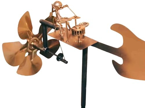Metall-Schlagzeuger-Windmühle, Gartenspinner, 30 cm, Rockband-Figur, Outdoor-Gartendekoration mit Pfahl