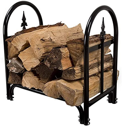 Étagère à bois en fer forgé – Support de bûches intérieur/extérieur pour un stockage efficace du bois de chauffage – Solution parfaite pour les maisons confortables