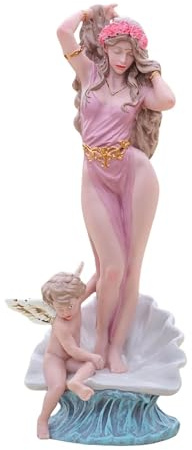 SAIONJI Aphrodite Statue 9 Inch – Greek Goddess Venus with Cupid Figurine, Classical Mythology Decorative Sculpture for Home, Office, or Gift