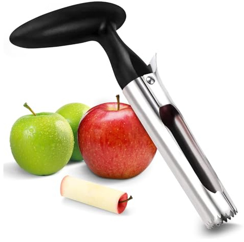 Apple Corer, Apple Corer Remover with ABS Handle and Serrated Stainless Steel Blade, Easy-to-Use Apple Core Remover for Pears, Bell Peppers, Fujis, and Crispy Fruits - Black