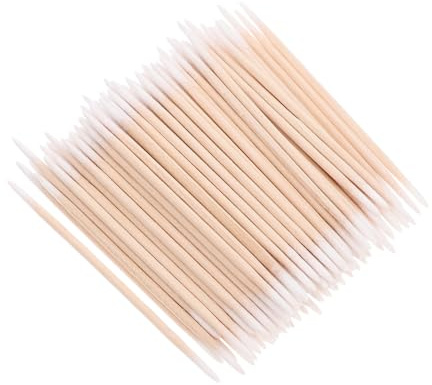 LIFKOME 2 Stück Präzise Holzstiel Wattestäbchen mit Doppelseitiger Feiner Baumwollspitze Hautfreundlich für Elektronik Schmuckreinigung und Feine Make up Applikationen pro Packung