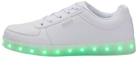 Generisch Chaussures lumineuses LED colorées Version coréenne Paire de chaussures de sport à chargement USB Chaussures basses Or Argent Chaussures de sport, Blanc., 46 EU