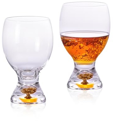 KAMMAK Crystal Whisky Glasses 410ml Cognac Glass Set of 2, Stemless Old Fashion Glasses for Brandy, Wine, Vodka, Tequila, Clear Shot Glasses, Sniffer Glass for Party, Wedding, Anniversaries（XY048）