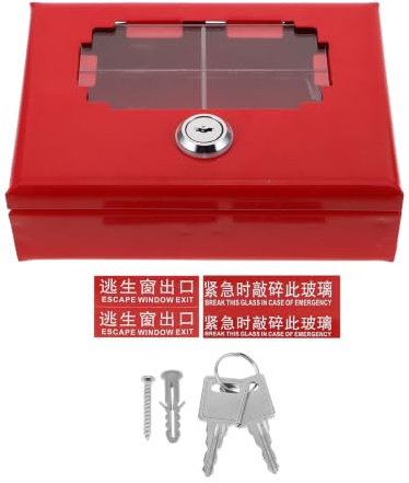 Toyvian Feuerwehr Schlüsselbox aus Metall und Glas Rot Wandmontage für Schlüssel für Gebäudesicherheit und Tor Schnelle Notfallreaktion Zufälliger Stil