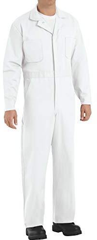 Red Kap Men's Button Front Cotton Coverall, White, 36