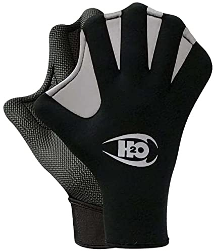 H2ODYSSEY Paddle Gloves Webbed Gloves with Strap Sharkskin Palm (Large)
