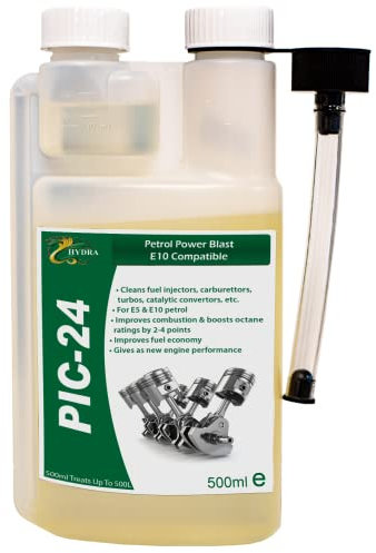 Hydra PIC-24 Petrol Injector Cleaner and Carb Cleaner Additive, 500ml Treats 500 litres, With Petrol Cleaner you get more Petrol Power with Octane Booster Removes Deposits Improves Combustion