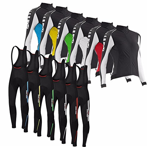 UGLY FROG Damen Radtrikot Set Langarm Winter, Warmes Thermovlies Fahrrad Anzug mit Radfahren Trägerhose für MTB, Moto