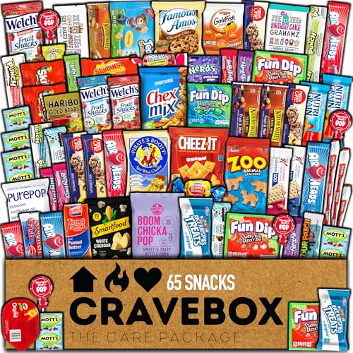 CraveBox Cesta de regalo de variedad de frituras, barras, galletas, dulce o salada para el almuerzo
