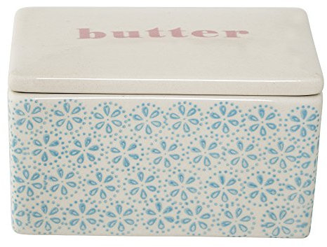 Bloomingville Butterdose Patrizia, Blau, Steingut, Größe L12,5xH7xW9 cm, glasiert, Spülmaschinengeeignet, 21106507