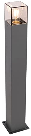 Qazqa Modern außen Pollerleuchte, Wegeleuchte, Pollerlampe für den Garten - Denmark - Dunkelgrau, max. 15W, Geeignet für LED, 70cm, IP44, Rechteckig