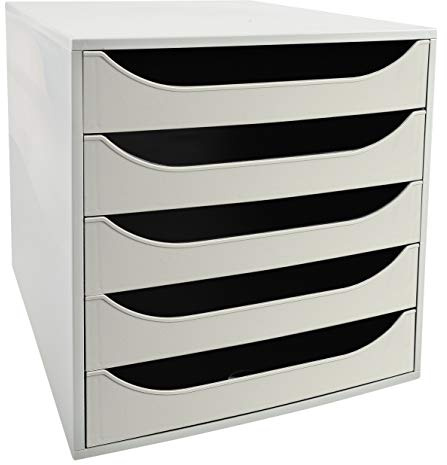 Exacompta - Réf. 229606D - Module économique à tiroirs ECOBOX + - Caisson individuel à 5 tiroirs pour document A4 et A4+ - Certifié Ange Bleu - Dimensions 34,8 x 28,4 x 29 cm - Coloris gris
