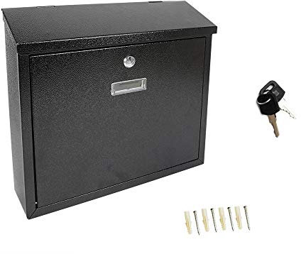 Display4top Lockable Letter Box | Post Box | Mail Box with Cover Outdoor Wall Mounted Mail Box - Black