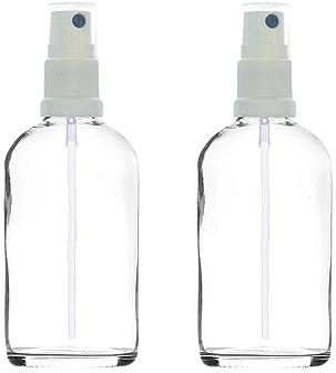 Elegant 100ml Clear Glass Spray Bottles: Set of 2: Beauty, Skincare, Aromatherapy and More. Ideal for Perfumes, DIY Beauty, Gifting and Cleaning. Refill, Preserve, Protect and Travel in Style!