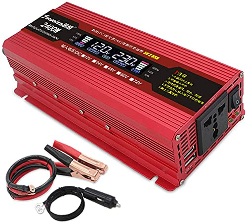 2400W 2800W 3500W Inversor de energía Onda sinusoidal Pura,Transformador de Voltaje DC 12V / 24V a 220V 230V CA,conversor de Voltaje con Pantalla LCD y tomacorrientes de CA, camión (2400W,12V)