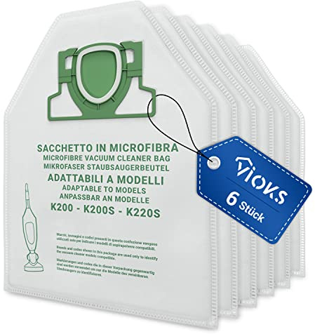 Lot de 6 sacs d'aspirateur de rechange en microfibre pour aspirateur Vorwerk Kobold 200 VK200 FP200