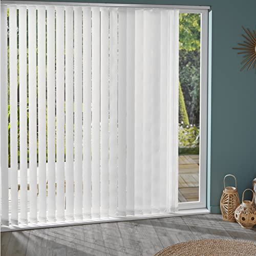 MADECOSTORE 5 lamelle verticali 89 mm tessute per tende californiane, colore bianco, larghezza 8,9 x altezza 280 cm