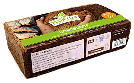 FLORTUS Kokos Anzuchterde 10L | Kokoserde gepresst, ungedüngt & torffrei | Kokosziegel als praktische Quellerde | Kokos Blumenerde