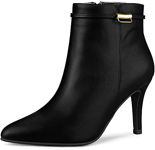Allegra K Women's Stiletto Heels Pointed Toe Side Zip Ankle Boots Black 7.5 UK/Label Size 9.5 US