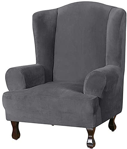 ILMF 1 Stücke Samt Ohrensessel Überzug, Stretch Weich Ohrensessel Husse Maschinenwaschbar Abnehmbare Ohrensesselbezug Sofaüberwurf Sofabezug Bezug Sesselhusse für Office Bar Cafe