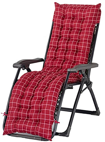 Auflagen für Gartenliegen, Sonnenliegen-Auflage, Waschbar, Polyester, Polster Stuhlkissen Liegenauflagen für Klappstühle, Relaxliegenauflage für Reisen, ​Urlaub, Inn(Size:48 x 155 cm,Color:Plaid Rot)