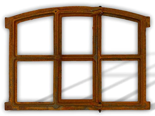 aubaho Stallfenster, Fenster, Gussfenster, Gußeisenfenster, Eisenfenster, Antikfenster mit Stichbogen zum öffnen