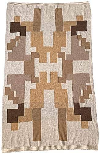BAMBW Einfaches geometrisches Muster leichte weiche Decke Sommer dünne beige strukturierte Strickdecke 47 x 71