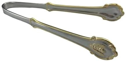 Wallace Napoleon Bee Gold Accent Ice Tong, 6-Inch, Silver