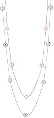 FULU AUTUMN Lange Perlenkette Damen Silber Schwarz Statement Kette Modeschmuck Kett Lang Vintage Schmuck Geburtstag Geschenke für Frauen
