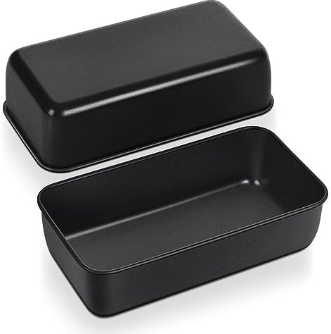 HaWare 2 lb Loaf Tin, Stainless Steel Bread Tin Set of 2, Non-Stick Loaf Pan for Baking Banana Bread/Cake/Meatloaf/Lasagna, 23.5 x 12.5 x 6.5cm, Healthy & Non-Toxic, Rust Resistant - Black