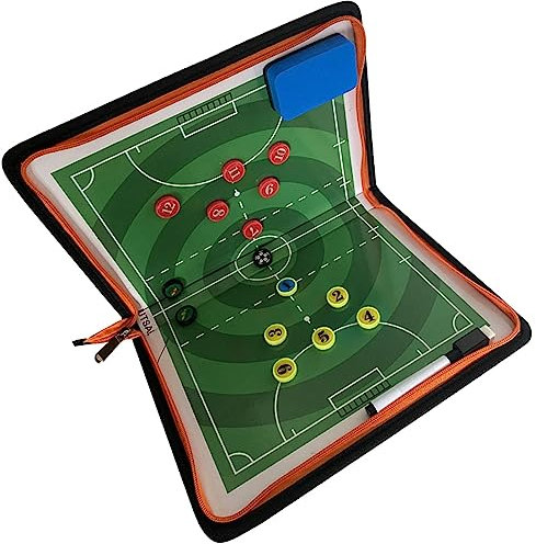 SIDID Taktiktafel Fußball Futsal Magnetisch 42x28cm Faltbares Taktikfolie Fußball for Trainer, Tragbare Taktikmappe Fussball Coaches mit Stift, Radiergummi, Magneten