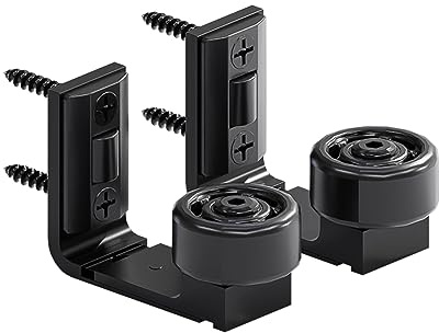 Wolfbird Adjustable Sliding Door Floor Guide, Universal Style,Wall Mounted Barn Door Floor Guide Roller Bottom Bracket, Suitable Door Thickness 2.5cm-6cm, Black（2PCS