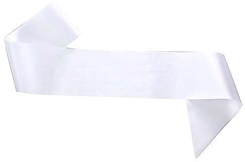 White Blank Satin Sashes - Hen Night Party Sashes, DIY Plain Pageant Sash for Women Girls Homecoming Pageants Parades, Wedding, Birthday Personalized Decorations