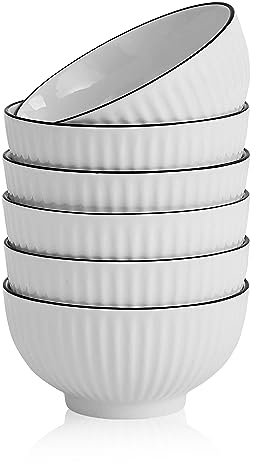 Swuut 15 cm Müslischalen Set von 4-24 oz weißen keramischen Schüsseln für Dessert, Haferflocken, Eis, Reis, Suppe, Snack mit Mikrowelle Geschirrspüler Safe