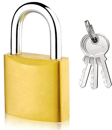 Brass Heavy Duty Mini Solid Padlock - 32mm, Ideal for Doors, Sheds, Warehouses, Garages, Cabinets - Includes Keys