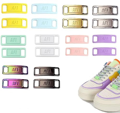 Yuaiosn 10 pares (20 piezas) Af1 Hebillas de Cordones Casuales, Hebilla de Cordón Metálico, Hebilla De Cordón, Zapatos Decoraciones, Hebillas elásticas de Cordón,Para Todos los Cordones Decorados