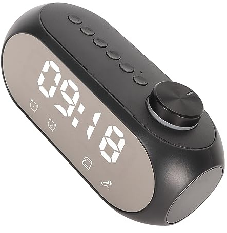 Haut-Parleur Bluetooth avec Horloge, Radio-Réveil FM, éclairage Rvb, Basses Fortes, Affichage de la Température et de L'heure, Réveil (Noir)