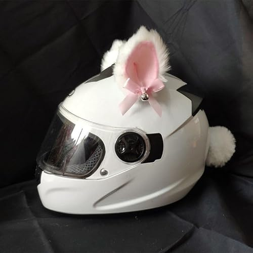 Katzenohren Motorradhelm Dekoration, 2 Stück - Süßer Plüsch Katzenohren & Schwanz für Rolle & Skihelm