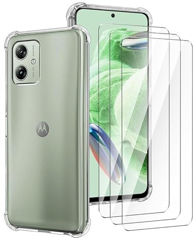 LYZXMY Funda para Motorola Moto G54 5G (6.5) + 3 x Protector de Pantalla Vidrio Templado Película Protectora - Transparente Carcasa Silicona TPU Suave Caso Case