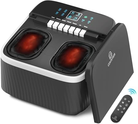 COMFIER FSA Eligible Foot Massager with Heat, Shiatsu Foot Massager Machine for Neuropathy Plantar Fasciitis, Squeeze & Rolling Foot Massage, Remote Control & Piano-Key Button