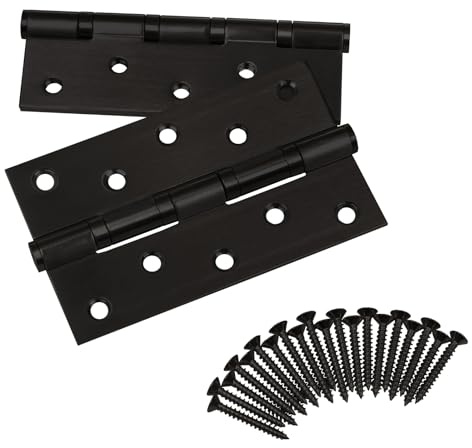 SOTECH 4 Stück Türbänder 127 x 76 x 2,5 mm Aufschraubband Edelstahl SS304 | schwarz kugelgelagert mit Edelstahlschrauben Tragkraft 75 kg Scharnier für Innen- und Außenbereich Scharnier