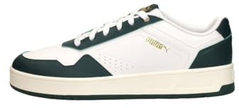 PUMA Unisex Court Classic sneakers, Vit-Mörk Myrten Guld, 9.5 UK, Puma vit mörk myrten Puma guld, 44 EU