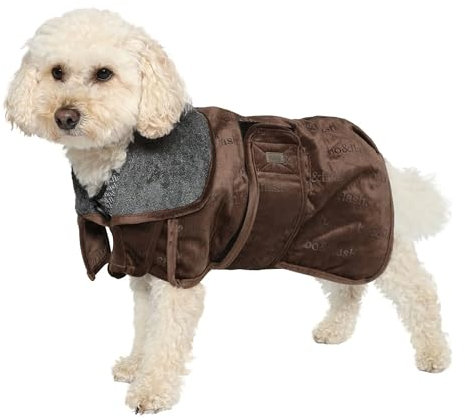 bo&flash Designer Hundebademantel Ashville Taupe XL – Ergonomischer Bademantel Hund in Premium Qualität – Super saugfähiger & langlebiger Hunde Bademantel – Waschbare Hunde Bademäntel