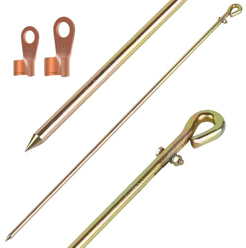 1/2 diameter, 35 long Portable Ground Rod -Minidodoca Grounding Pin with Ground Wire Lug | Great for Electric Fences,Fenerator,Antennas,Satellite Dishes,Ground Post Pin,Tie out Stake (Portable)