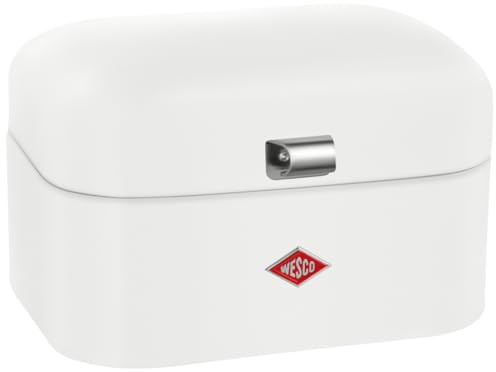 WESCO Single Grandy Brotkasten in der Farbe weiß matt, pulverbeschichtetes Stahlblech, Lüftungslöcher und stabiler Handgriff