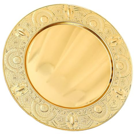 CIYODO Round European Style Metal Fruit Serving Plate Decorative Tray for Cakes Snacks and Desserts for Weddings Events and Home Use