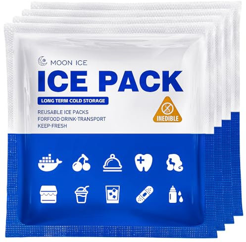 FrostIris Blue Ice Packs for Coolers, Shipping and Lunch Box, Slim Size Long-Lasting Reusable Ice Pack, Cold Gel Freezer Packs for Camping, Beach, Fishing, Shipping Food (4 X 4 24pcs)